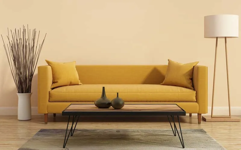 yellow, modern living space